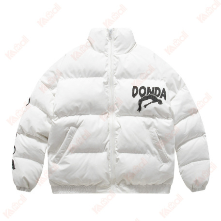 white loose puffer cotton jacket